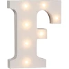 Ootb Apšviesta raidė F su 7 Led, medinė, balta