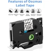 Oozmas skaidrios etikečių juostos, suderinamos su Brother P touch Tze-131, juoda ant skaidrios juostos kasetės 12 mm x 8 m, skaidri etikečių juosta, suderinama su Brother P-touch H107b H105 D400 D410