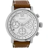 Oozoo vyriškas laikrodis su odiniu dirželiu, 48 mm, baltas/rudas C9455, baltas/rudas - C9455, dirželis