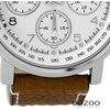 Oozoo vyriškas laikrodis su odiniu dirželiu, 48 mm, baltas/rudas C9455, baltas/rudas - C9455, dirželis