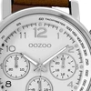 Oozoo vyriškas laikrodis su odiniu dirželiu, 48 mm, baltas/rudas C9455, baltas/rudas - C9455, dirželis