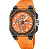 Orange Lotus vyriškas laikrodis 18976/6 Chrono Juodas Carbon Fibre Case Oranžinis Silicone Strap, oranžinis, apyrankė
