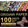 Origami popierius washi raštas 100 lapų 10 skirtingų raštų dvipusis lankstymo popierius bronzinis 15 x 15 cm