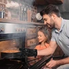 Orkaitės pirštinės ir puodo laikiklių rinkinys, karščiui atsparios kepimo pirštinės, 1 pirštinė puodui ir 2 puodo laikikliai, kepimo pirštinės virtuvei, kepimui, Bbq, grilinimui, 3 dalys (juodos)