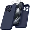 Ornarto dėklas, skirtas iphone 15 pro, su kameros apsauga ir 2 ekrano apsaugomis, skysto silikono telefono dėklas iphone 15 pro 6,1 colio, smūgiams atsparus iphone 15 pro apsauginis dėklas su mikropluoštu