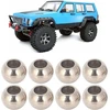 Oumefar rc amortizatoriaus galvutė, 8 vnt. metalinė sidabrinė rc amortizatoriaus galvutė, tinka 1/10 rc automobiliui, hpi, hsp, losi, axial, redcat, himoto, lengvai montuojama