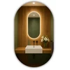 Ovalus led veidrodis 50x100 atsparus vandeniui ip65 pakabinamas vertikaliai horizontaliai luna