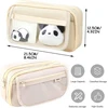 Ozxvxzo Kawaii 2-in-1 minkštas silikoninis penalas, mielas penalas-stovas su ištraukiamu rašiklio laikikliu mokyklai, biurui, mergaitėms, paaugliams (rudasis lokys), E, paprastumas