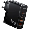 P4y kompaktiškas įkroviklis su 4 Usb prievadais (eu) 2x Usb-c+2x Usb Us-cc145 T44 greitas įkrovimas 100w Pd3.0 + Qc3.0 Afc, Fcp, Scp Gan lusto medžiaga: Abs juodas