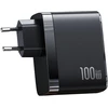P4y kompaktiškas įkroviklis su 4 Usb prievadais (eu) 2x Usb-c+2x Usb Us-cc145 T44 greitas įkrovimas 100w Pd3.0 + Qc3.0 Afc, Fcp, Scp Gan lusto medžiaga: Abs juodas