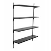 Pakabinama sieninė lentyna loft Element System Pro, gylis 20 cm, 4 lentynos, juoda matine