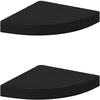 Pakabinamos kampinės lentynos, 2vnt., juodos, 25x25x3,8cm, MDF