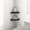 Pakabinamos kampinės lentynos, 2vnt., juodos, 25x25x3,8cm, MDF