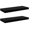 Pakabinamos lentynos, 2vnt., juodos, 60x23,5x3,8cm, MDF