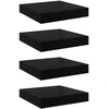 Pakabinamos lentynos, 4vnt., juodos, 23x23,5x3,8cm, MDF