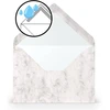 Paperado 25 vokai Din B6 pilka mamora marmuro balta spalva - 100 g/m² vokas be langelio 17,8 x 12,5 cm - vokai su drėgnu lipniu smailiu atvartu