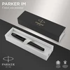 Parker Im plunksnakotis, matinė juoda spalva su juodais apvadais, plunksnakotis su plonu plunksneliu ir mėlynu rašalu, dovanų dėžutė