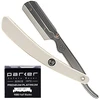 Parker Safety Razor Srw nerūdijančio plieno tiesaus krašto barzdaskutė ir 100 Shark Super Stainless peiliukų, balta