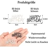 Parpix "happy Birthday" konfeti, dideli, 5 x 2,3 cm, 100 vnt., stalo dekoracija gimtadieniui, juodi sidabriniai, "happy Birthday" stalo dekoracija, blizgantys konfeti gimtadienio dekoracija, serpentinai gimtadieniui