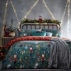Patalynės komplektas Furn. Nutcracker patalynės užvalkalų komplektas, poliesterio ir medvilnės mišinys, tamsiai mėlynas, dvigulis