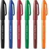Pentel Sign Pen Ses15c - teptuko galiukas - pluošto galiukas - juoda, mėlyna, raudona, žalia, ruda, oranžinė, 6 vnt. dovanų dėžutėje