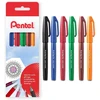 Pentel Sign Pen Ses15c - teptuko galiukas - pluošto galiukas - juoda, mėlyna, raudona, žalia, ruda, oranžinė, 6 vnt. dovanų dėžutėje
