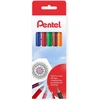 Pentel Sign Pen Ses15c - teptuko galiukas - pluošto galiukas - juoda, mėlyna, raudona, žalia, ruda, oranžinė, 6 vnt. dovanų dėžutėje