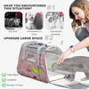 Petcute transportavimo dėžė šunims, kvėpuojantis krepšys katėms nešti, transportavimo dėžė katėms, krepšiai su minkštu čiužiniu, Oxford medžiagos nešyklė su peties dirželiu, patvirtinta oro linijų, rožinė