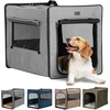 Petsfit sulankstomas šunų boksas su 3 cm storio pliušiniu kilimėliu, nešiojamas transportavimo boksas šunims, skirtas vidutinio dydžio šunims, tinkamas kelionėms, šviesiai pilkas, m 61 x 46 x 53,5 cm