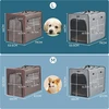 Petsfit sulankstomas šunų boksas su 3 cm storio pliušiniu kilimėliu, nešiojamas transportavimo boksas šunims, skirtas vidutinio dydžio šunims, tinkamas kelionėms, šviesiai pilkas, m 61 x 46 x 53,5 cm