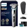 Philips Shaver S9000 elektrinis skustuvas skirtas šlapiam ir sausam skutimui, Lift & Cut skutimosi sistema ir Skiniq technologija, išlankstomas trimeris, valymo stotelė, įkrovimo stotelė, kelioninis dėklas, chromo sidabro spalvos, S9975/54