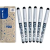 Pilot v-pen rašiklis su nerūdijančio plieno plunksna m, 6 vnt. rinkinys (juodas)