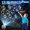 Planetariumo žvaigždžių projektorius, 13 viename led galaktikos projektoriaus šviestuvas su 12 filmų diskų, vaikiškas žvaigždėto dangaus projektoriaus lempa, naktinė lemputė miegamajam, svetainei, vakarėliui, balta