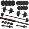 Platinum Fitness 20kg rinkinys surenkama štanga 2in1 treniruotėms, svoriai, grifas, hanteliai 2x10kg