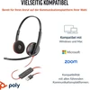 Poly Blackwire 3220 laidinės usb-c ausinės, triukšmą slopinantis mikrofonas, stereo dizainas, jungiasi prie pc/mac per usb-c arba usb-a, suderinamos su teams/zoom, soundguard technologija