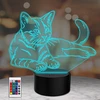 Ponlcy 3d iliuzijos lempa katė Led naktinė lemputė, 16 spalvų, nuotolinis valdymas, Usb stalinės lempos, miegamojo dekoracija, stalinė lempa vaikams, Kalėdų, gimtadienio dovanos