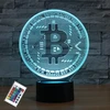 Ponlcy Bitcoin naktinė lemputė, 3d iliuzijos lempa su nuotolinio valdymo pulteliu, 16 spalvų Usb stalinės lempos, stalinė lempa miegamajam, dovanos namų dekoravimui