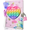 Pop dienoraštis mergaitėms su užraktu ir nematoma dvigubo galo rašikliu, 19 x 13.5 cm, 80 linijuotų lapų, loving heart pop fidget dienoraštis vaikams, slaptas užrašų knygelės ir rašiklio rinkinys, dovanos mergaitėms