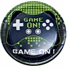 Popierinės lėkštės juodos 23 cm gamer žaidėjui game on rinkinys 6 vnt