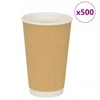 Popieriniai puodeliai, 500 vnt., 16oz, 400ml, rudi