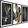Plakatas Posterplanet 3 paveikslai namams Aukso lapų serija Modernus stilius 45/65 cm