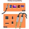 Posugear 3.5 mm lizdas į dvigubą 6.35 mm mono y garso kabelį nailono pynimo 6.35 mm lizdo kištukas į 3.5 mm lizdo garso skirstytuvo kabelį skaitmeninės sąsajos instrumento kabelis pilkas