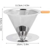 Pour over kavos dripperis, integruotas 304 nerūdijančio plieno kavos filtras, daugkartinis kavos filtras su rankena, itin smulkus mikro tinklelio filtras, kavos priedai, skirtas naminei kavai sausuose induose