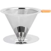 Pour over kavos dripperis, integruotas 304 nerūdijančio plieno kavos filtras, daugkartinis kavos filtras su rankena, itin smulkus mikro tinklelio filtras, kavos priedai, skirtas naminei kavai sausuose induose