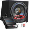 Powerbass S-1204 30cm žemų dažnių garsiakalbio dėžė + Crunch Gpx600.2 + laidai