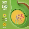 Powerlocus Bobo vaikiškos Bluetooth ausinės, ausinės su 74/85/94 Db garsumo apribojimu, Led lemputės, belaidės ir Aux laidas, sulankstomos ausinės su mikrofonu mobiliajam telefonui/planšetiniam kompiuteriui/kelionėms