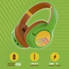 Powerlocus Bobo vaikiškos Bluetooth ausinės, ausinės su 74/85/94 Db garsumo apribojimu, Led lemputės, belaidės ir Aux laidas, sulankstomos ausinės su mikrofonu mobiliajam telefonui/planšetiniam kompiuteriui/kelionėms