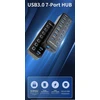 Premiumcord Superspeed Usb šakotuvas, 7x Usb Type A, Usb 3.2 Gen 1 5gbps, prievadų jungiklis, Hot-lug, Led, juodas, kabelio ilgis 1 m