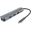 Premiumcord usb-c dokas su 4k hdmi, 2x usb 3.2, rj45 10/100/1000mbps ir pd 100w, uhd 4k 2160p 30hz rezoliucija, full hd 1080p, usb 3.2 type c, plug and play, aliuminio korpusas, ilgis 20 cm
