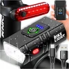 Priekinis ir galinis dviračio žibintas led usb